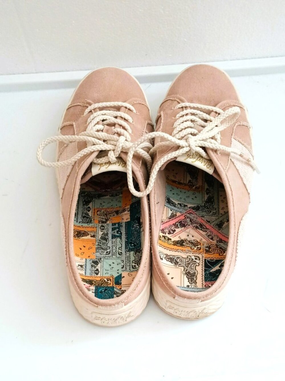 Blowfish Canvas Slip On Mules 8.5 Pale Pink Casual Lace-Up Sneakers - Picture 5 of 10